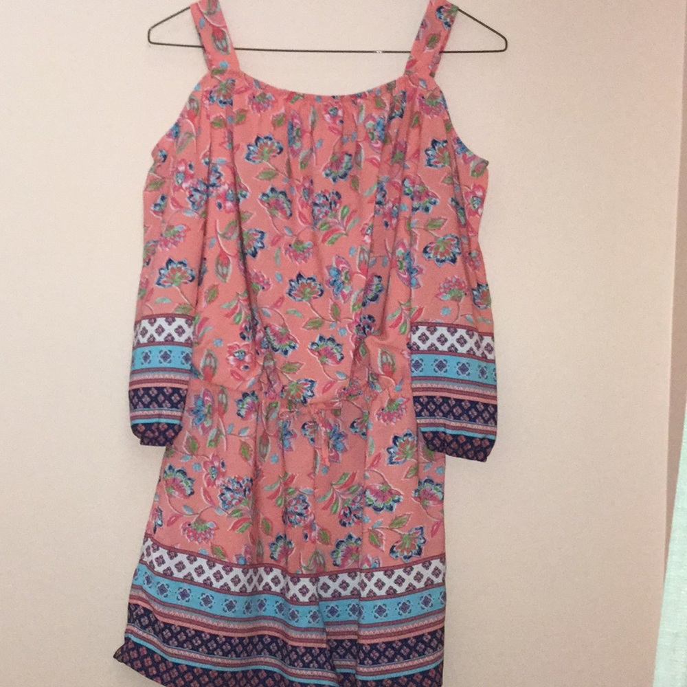 coral patterned romper